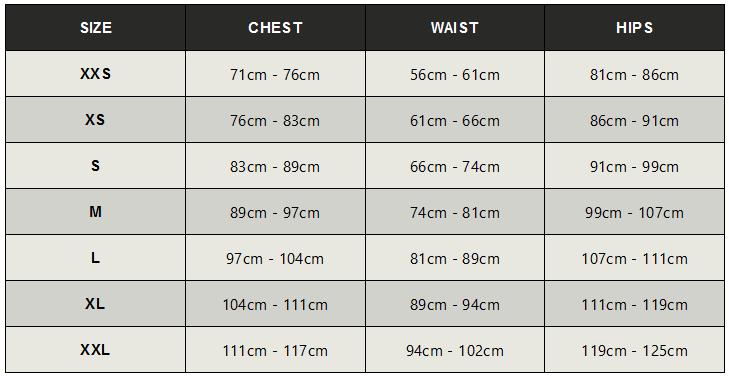 2024 Huub Varman Buoyancy Shorts Size Chart 0 Size Chart